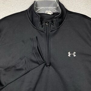 Under Armor 1/4 Zip Men's XL Black‎ Long Sleeve Mock Neck Pullover Sweater FLAWS